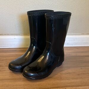 UGG Black Rain Boots Made in USA Wool Insole 6
